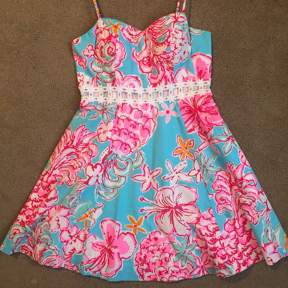 Lilly Pulitzer Blue Pink Floral Sundress - Picture 2 of 3